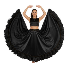 Satin 16 Yard Full Circle Skirt Black Frill | Pro Flow S-3XL S58