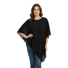 Chiffon Round Neck Fancy Top | Dressy Blouse S-5XL | 30 Colors C59