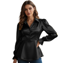 Satin Victorian Button-Down Shirt | Long Sleeve Blouse S-3XL S86