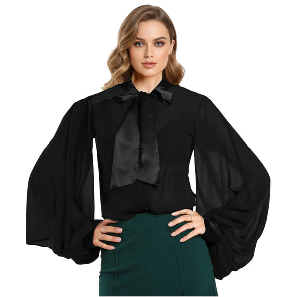 Chiffon Button Down Shirt | Sheer Blouse S-5XL | 30 Colors C47