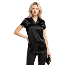 Satin Short Sleeve Button Down Shirt | Chic Blouse S-3XL | 41 Colors S118