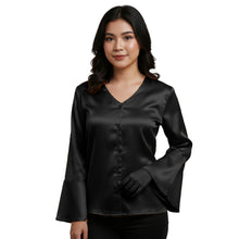 Satin Flare Sleeve Button Down Top | Dramatic Blouse S-3XL | 41 Colors S82