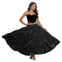 Satin 8 Yard 3 Tier Belly Dance Skirt | Full Volume Flow S-5XL S3
