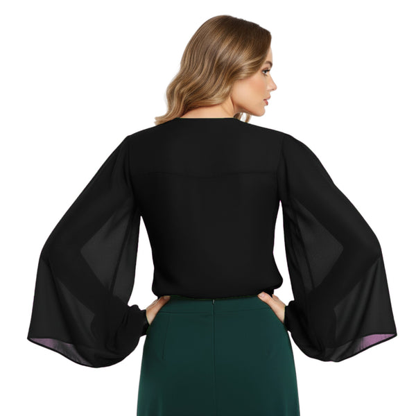 Chiffon Button Down Shirt | Sheer Blouse S-5XL | 30 Colors C47