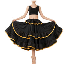 Satin Full Circle Skirt Black Frill | 360° Dance Flow S-3XL S75