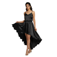 Dark Green Satin Asymmetrical Skirt, sophisticated flowy maxi.