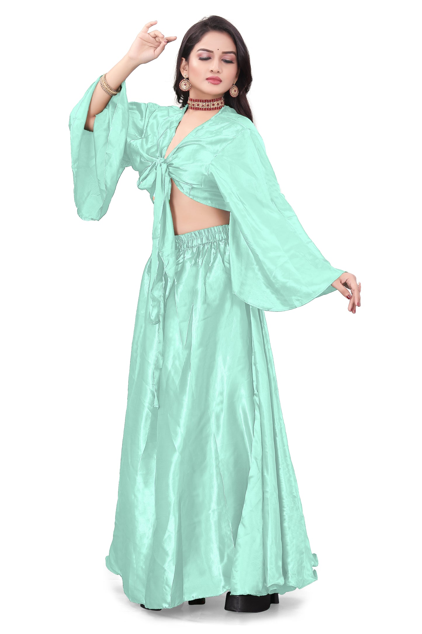 Satin Belly Dance Skirt Top Set S76-Regular Size 1