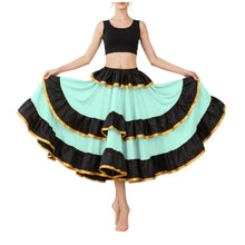 Satin Full Circle Skirt Black Frill | 360° Dance Flow S-3XL S75