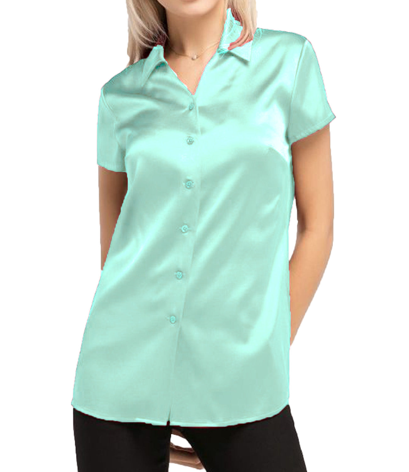 Satin Short Sleeve Shirt S118 - Regular Size 1