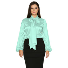 Satin Bow Neck Top | Long Sleeve Office Wear Blouse S-3XL | 41 Colors S120