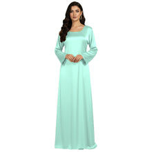 Satin Long Sleeve Modest Gown | Full Length Hijab Dress S-3XL | 41 Colors S121