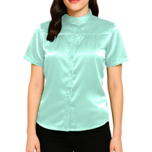 Satin Short Sleeve Button Down Shirt | Chic Blouse S-3XL | 41 Colors S85