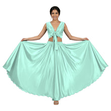 Dark Green Satin Belly Dance Set, sophisticated full circle skirt and top.