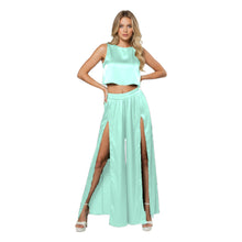 Front Cut Palazzo & Top Set for Women – Wide Leg Slit Pants Co-Ord Outfit, 41 Colors, S–5XL S147