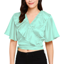 Satin Ruffle Self-Tie Top | Adjustable Crop Blouse S-3XL | 41 Colors S84