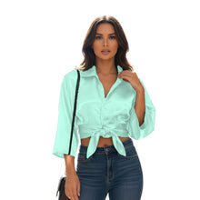 Satin Button Down Crop Top | High-Shine Shirt S-3XL | 41 Colors S116