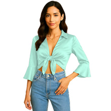 Satin Self Tie Cover Up Top | Adjustable Party Blouse S-3XL | 41 Colors S119