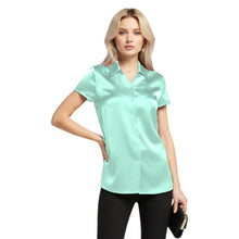 Satin Short Sleeve Button Down Shirt | Chic Blouse S-3XL | 41 Colors S118