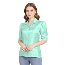 Satin Puff Sleeve Button Down Shirt | Elegant Top S-3XL | 41 Colors S80