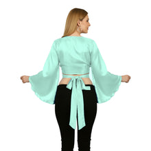 Cream Satin Ruffle Crop Top, soft adjustable dance top.
