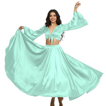 Satin Belly Dance Full Circle Skirt & Ruffle Top Set S-3XL | 41 Colors S76