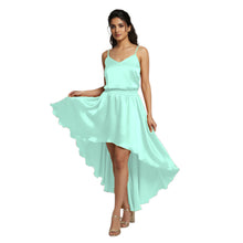 Deep Pink Satin High-Low Skirt, striking flowy maxi S-5XL.