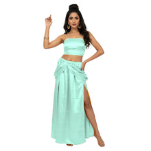 Satin Side Cut Draped Skirt | High Slit Flow Maxi S-3XL | 41 Colors S42