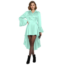 Satin Victorian Long Shirt Dress | Button Down Tunic S-3XL | 41 Colors S113