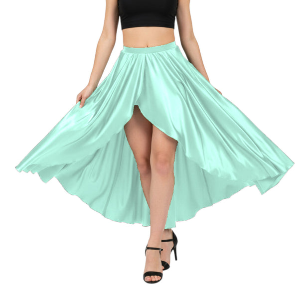 Satin Asymmetrical Wrap Skirt | High-Low Flow S-3XL | 41 Colors S72