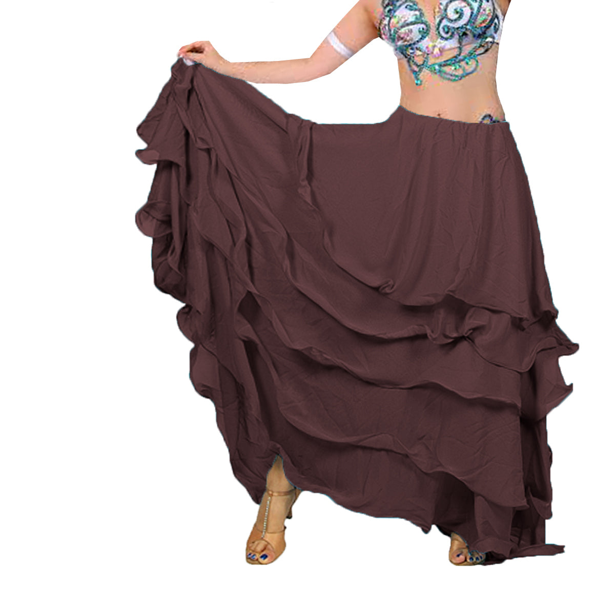 Chiffon 5 layer Belly Dance Skirt C25  - Regular Size 1