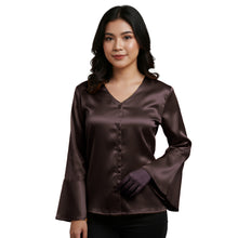 Satin Flare Sleeve Button Down Top | Dramatic Blouse S-3XL | 41 Colors S82
