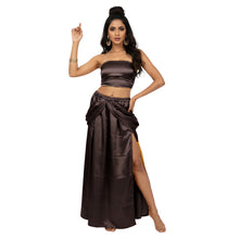 Satin Side Cut Draped Skirt | High Slit Flow Maxi S-3XL | 41 Colors S42