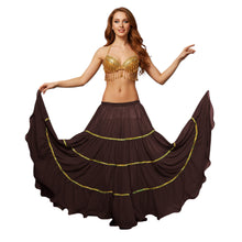 16 Yard 4-Tier Belly Dance Skirt with Gold Trim | Tribal Fusion Gypsy C5