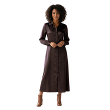 Deep Pink Satin Tunic Coat, striking long shirt dress.