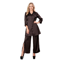 Cream Satin Shirt & Palazzo Set, soft matching lounge or office set.