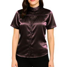 Satin Short Sleeve Button Down Shirt | Chic Blouse S-3XL | 41 Colors S85