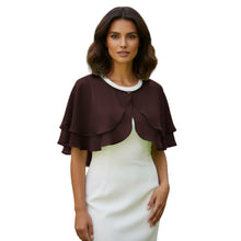 Double Layer Chiffon Peplum Shrug | Solid Color Elegant Evening Bolero | Women's Dressy Cardigan Cover-Up Top C40