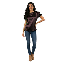 Satin Round Neck Short Sleeve Top | Chic Blouse S-3XL | 41 Colors S89