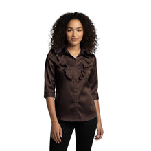 Deep Pink Satin Vintage Shirt, striking 3/4 sleeve button down.