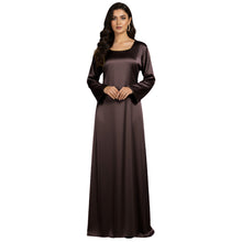 Satin Long Sleeve Modest Gown | Full Length Hijab Dress S-3XL | 41 Colors S121