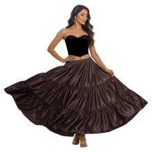 Satin 8 Yard 3 Tier Belly Dance Skirt | Full Volume Flow S-5XL S3
