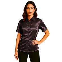 Satin Short Sleeve Button Down Shirt | Button Down Nightwear S-3XL | 41 Colors S107