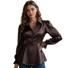 Satin Victorian Button-Down Shirt | Long Sleeve Blouse S-3XL S86