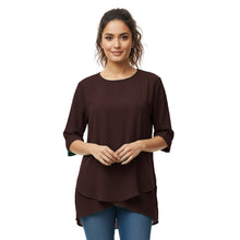 Chiffon Fancy Round Neck Top | Dressy Blouse S-5XL | 30 Colors C58