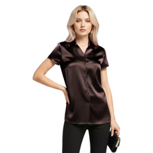 Satin Short Sleeve Button Down Shirt | Chic Blouse S-3XL | 41 Colors S118