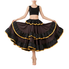 Satin Full Circle Skirt Black Frill | 360° Dance Flow S-3XL S75