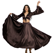 Satin Belly Dance Full Circle Skirt & Ruffle Top Set S-3XL | 41 Colors S76