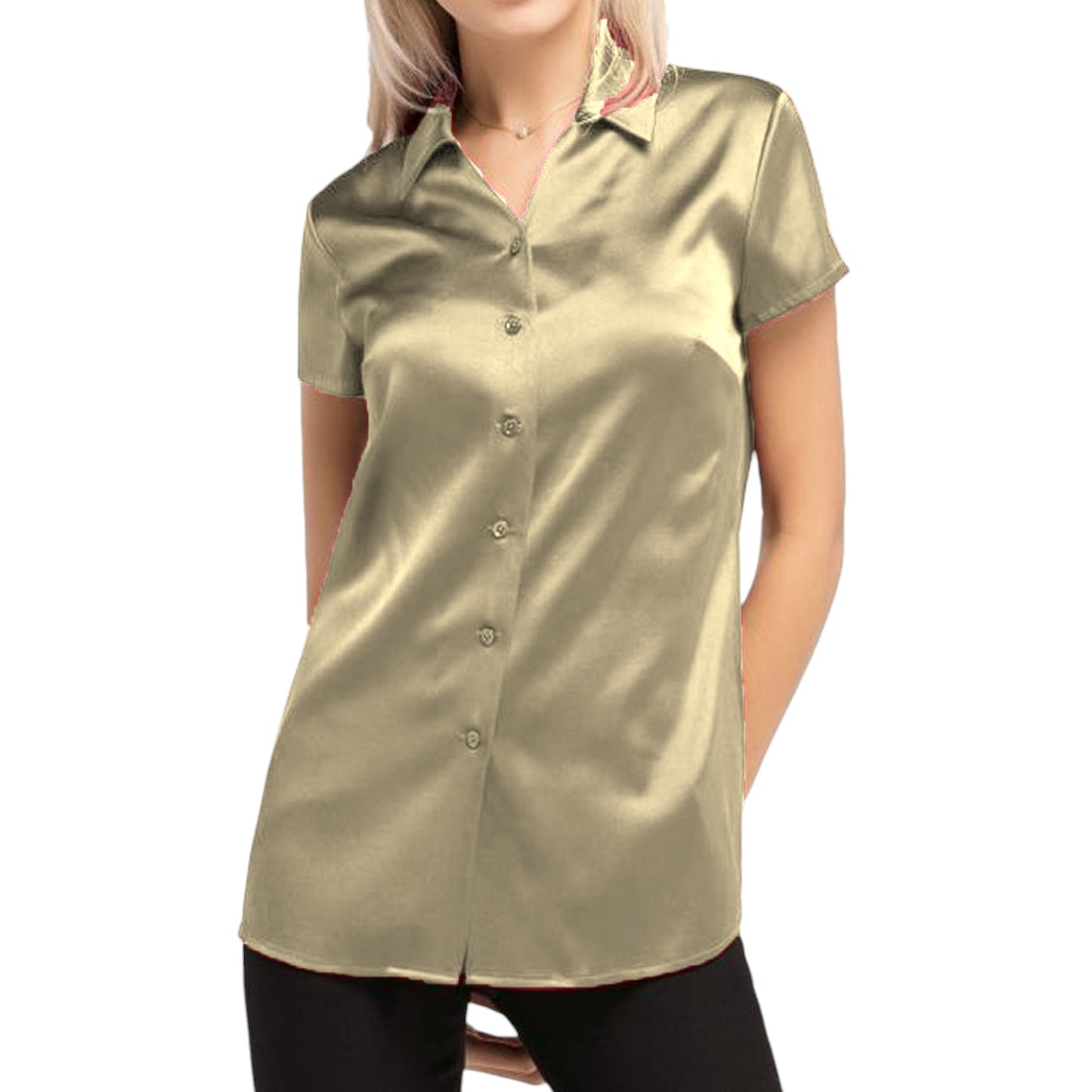 Satin Short Sleeve Shirt S118 - Regular Size 1