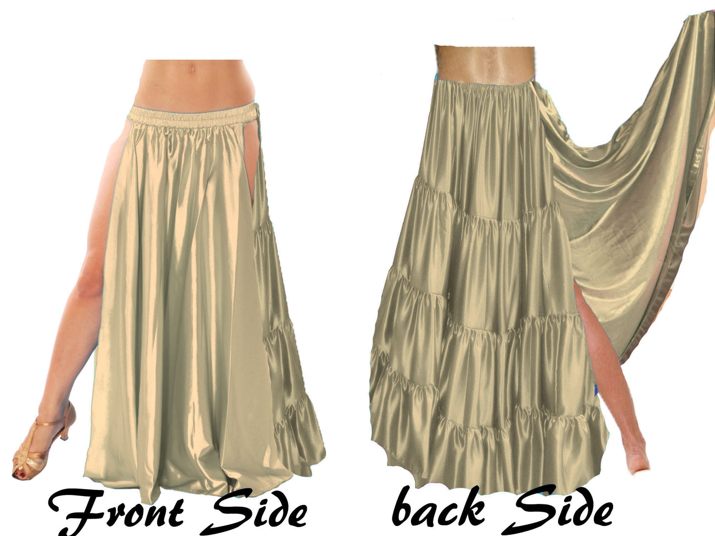 Side Slit A line Belly Dance skirt 4 Layer Skirt S95 - Regular Size 1