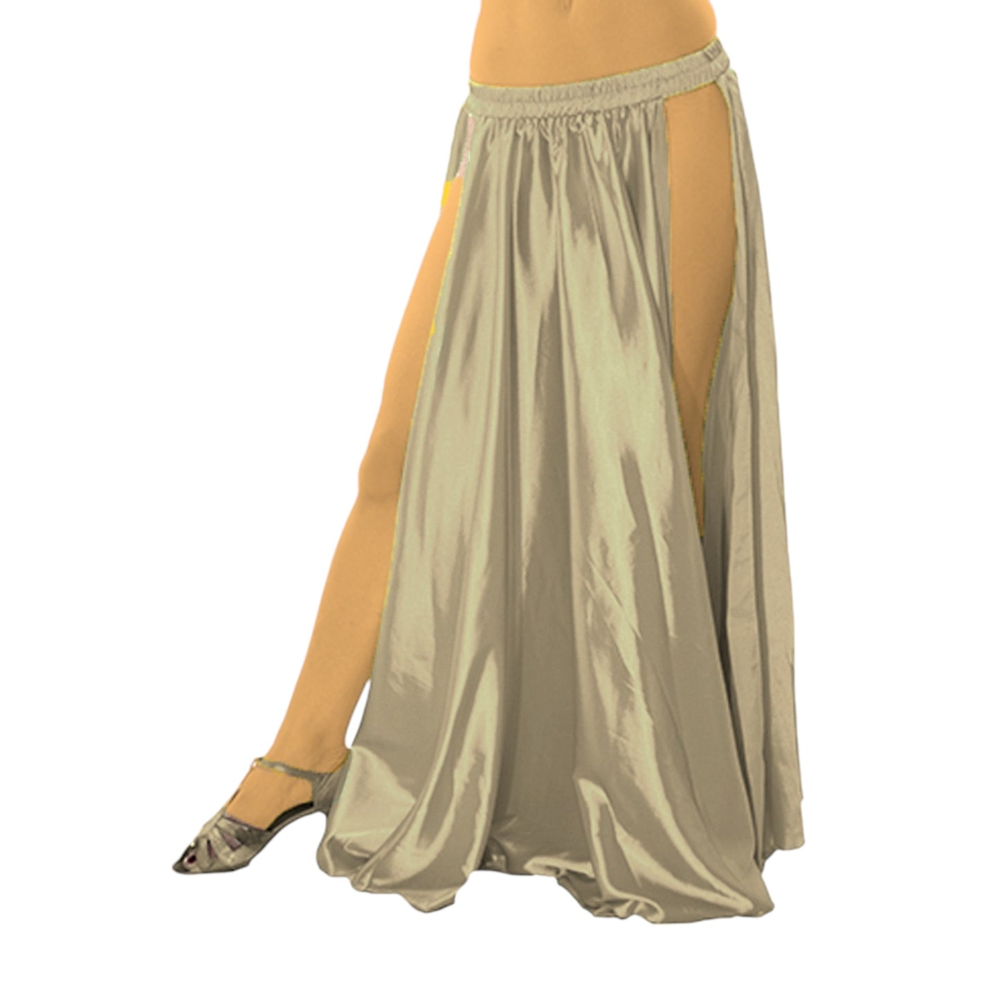 Satin Belly Dance  Side slit skirt S36 - Regular Size 1